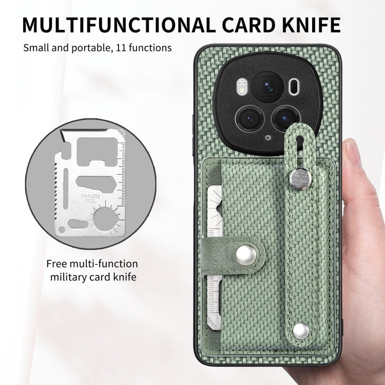 For Honor Magic6 Pro 5G Wristband Kickstand Card Wallet Back Cover Phone Case with Tool Knife(Green) - Honor Cases by PMC Jewellery | Online Shopping South Africa | PMC Jewellery | Buy Now Pay Later Mobicred