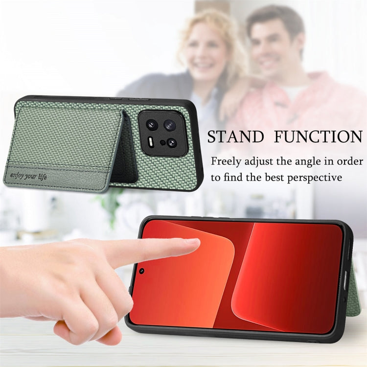 For Xiaomi 13 Pro Carbon Fiber Magnetic Card Bag Phone Case(Green) - Xiaomi Cases by PMC Jewellery | Online Shopping South Africa | PMC Jewellery | Buy Now Pay Later Mobicred