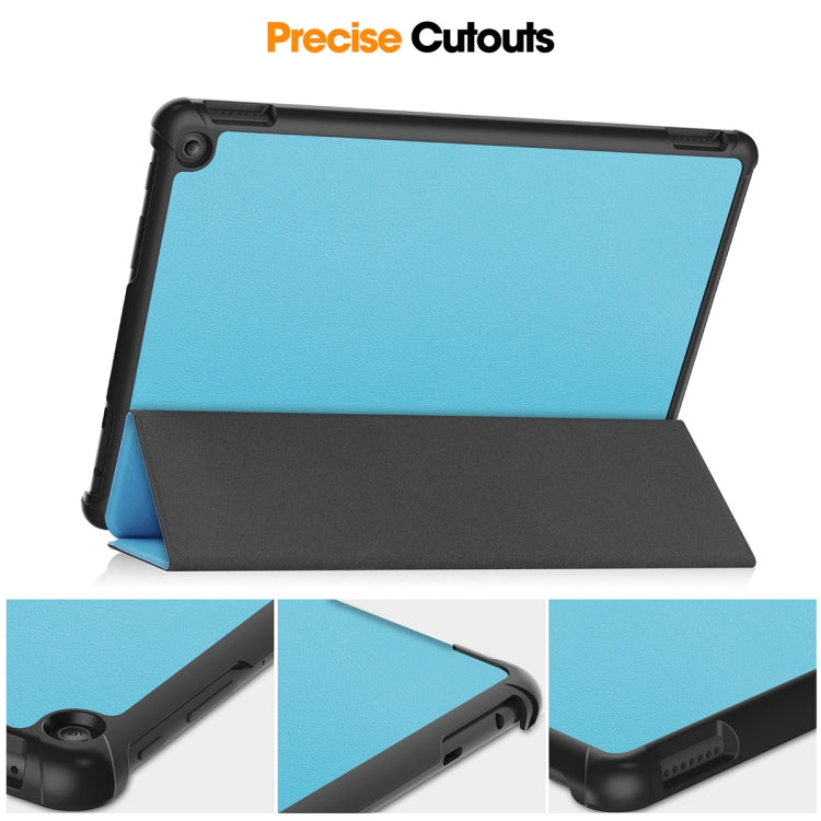 For Amazon Fire HD 10 2023 ENKAY ENKAY Tri-fold Custer Texture Leather Smart Tablet Case(Black) - Amazon by ENKAY | Online Shopping South Africa | PMC TechLife | Buy Now Pay Later Mobicred