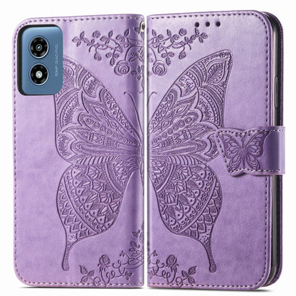 For Motorola Moto G  Play  2024 Butterfly Love Flower Embossed Leather Phone Case(Light Purple) - Motorola Cases by PMC Jewellery | Online Shopping South Africa | PMC Jewellery | Buy Now Pay Later Mobicred