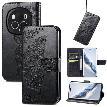 For Honor Magic6 Pro Butterfly Love Flower Embossed Leather Phone Case(Black) - Honor Cases by PMC Jewellery | Online Shopping South Africa | PMC Jewellery | Buy Now Pay Later Mobicred