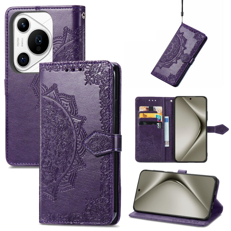 For Huawei Pura 70 Ultra Mandala Flower Embossed Leather Phone Case(Purple) - Huawei Cases by PMC Jewellery | Online Shopping South Africa | PMC Jewellery | Buy Now Pay Later Mobicred