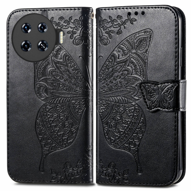 For Tecno Spark 20 Pro+ Butterfly Love Flower Embossed Leather Phone Case(Black) - Tecno Cases by PMC Jewellery | Online Shopping South Africa | PMC Jewellery | Buy Now Pay Later Mobicred