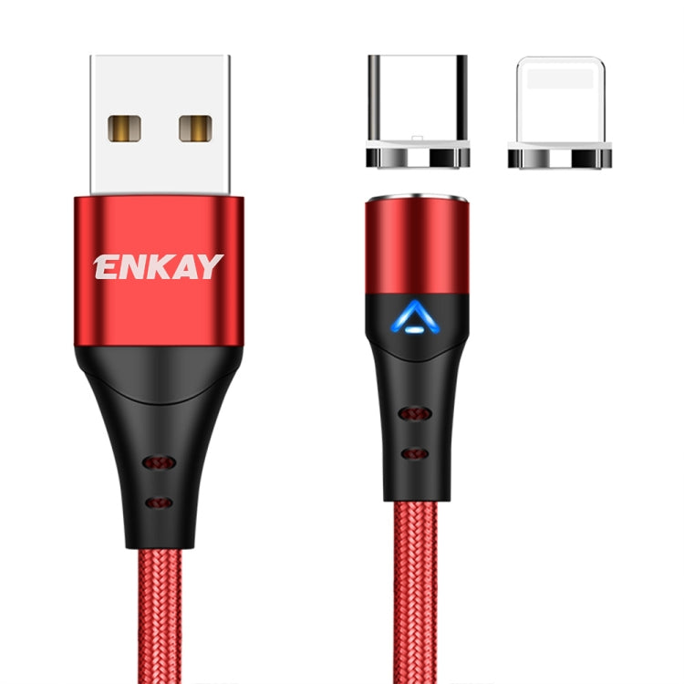 ENKAY 2 in 1 3A USB to 8 Pin + Type-C Magnetic Fast Charging Data Cable, Length:1m(Red) - free shipping - PMC Jewellery - Order now!