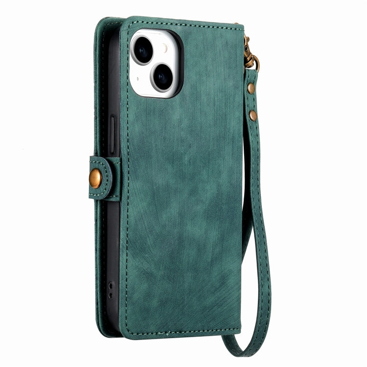 For iPhone 7 Plus / 8 Plus Geometric Zipper Wallet Side Buckle Leather Phone Case(Green) - free shipping - PMC TechLife - Order now!