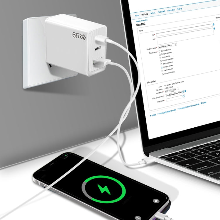 GaN PD65W Type-C x 2 + USB3.0 Laptop Adapter ,US Plug(Black) - free shipping - PMC Jewellery - Order now!