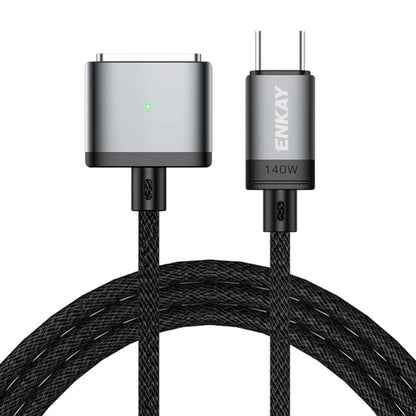 ENKAY 140W USB-C / Type-C to MagSafe 3 Nylon Braided Magnetic Charging Cable with LED Indicator for MacBook 6.6FT(Grey) - Cable & Adapter by ENKAY | Online Shopping South Africa | PMC Jewellery | Buy Now Pay Later Mobicred