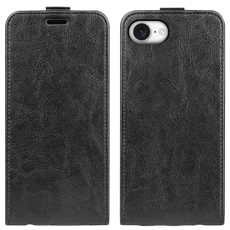 For iPhone 16e R64 Texture Single Vertical Flip Leather Phone Case(Black) - iPhone 16e Cases by PMC TechLife | Online Shopping South Africa | PMC TechLife | Buy Now Pay Later Mobicred