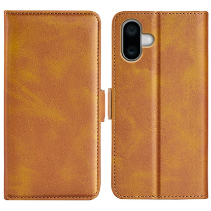 For iPhone 16 Dual-side Magnetic Buckle Horizontal Flip Leather Phone Case(Yellow) - iPhone 16 Cases by PMC Jewellery | Online Shopping South Africa | PMC Jewellery | Buy Now Pay Later Mobicred