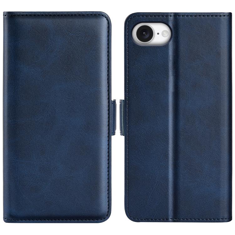For iPhone 16e Dual-side Magnetic Buckle Horizontal Flip Leather Phone Case(Dark Blue) - iPhone 16e Cases by PMC TechLife | Online Shopping South Africa | PMC TechLife | Buy Now Pay Later Mobicred
