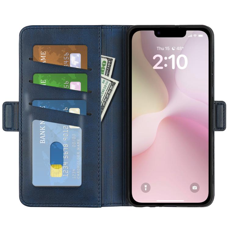 For iPhone 16e Dual-side Magnetic Buckle Horizontal Flip Leather Phone Case(Dark Blue) - iPhone 16e Cases by PMC TechLife | Online Shopping South Africa | PMC TechLife | Buy Now Pay Later Mobicred