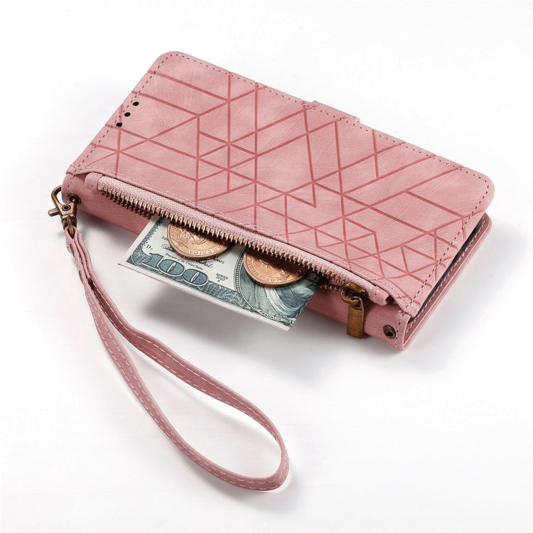 For Samsung Galaxy S20 Geometric Zipper Wallet Side Buckle Leather Phone Case(Pink) - free shipping - PMC TechLife - Order now!