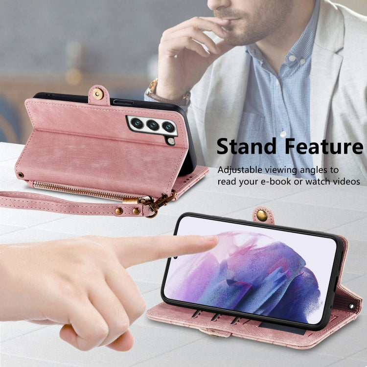 For Samsung Galaxy S20 Geometric Zipper Wallet Side Buckle Leather Phone Case(Pink) - free shipping - PMC TechLife - Order now!