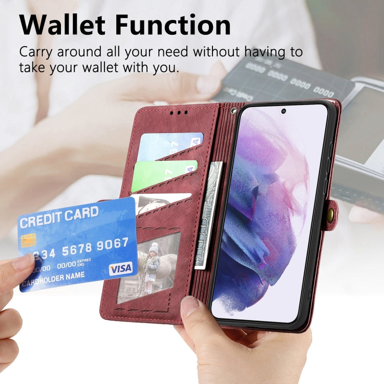 For Samsung Galaxy S20 Geometric Zipper Wallet Side Buckle Leather Phone Case(Red) - free shipping - PMC TechLife - Order now!