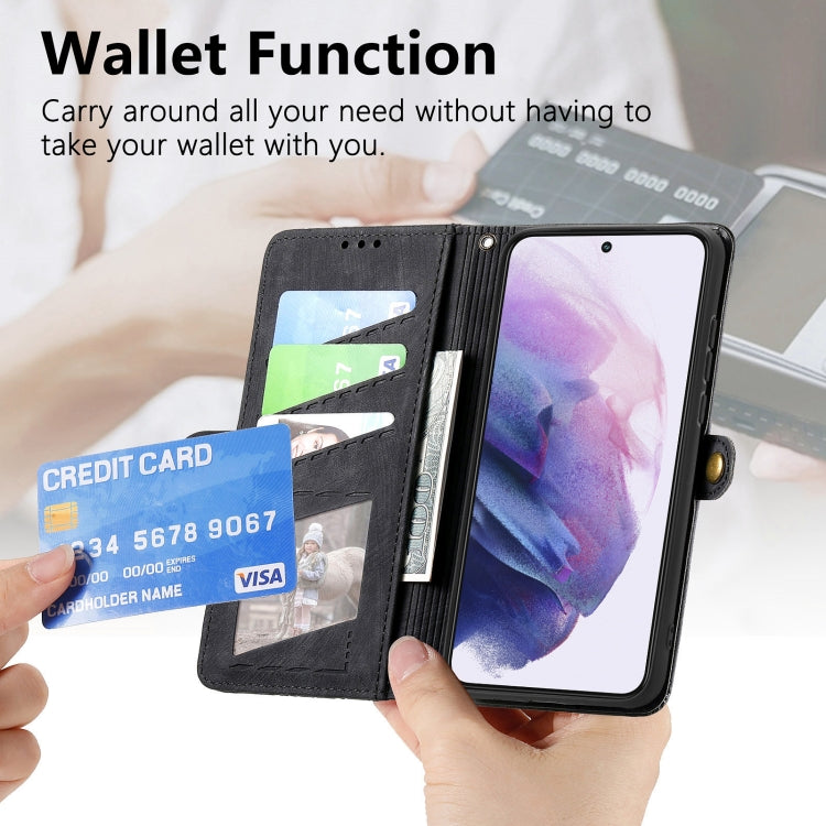 For Samsung Galaxy S20+ Geometric Zipper Wallet Side Buckle Leather Phone Case(Black) - free shipping - PMC TechLife - Order now!