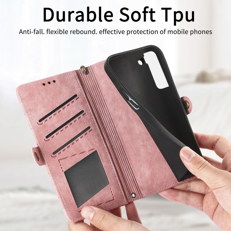 For Samsung Galaxy S20 FE Geometric Zipper Wallet Side Buckle Leather Phone Case(Pink) - free shipping - PMC TechLife - Order now!
