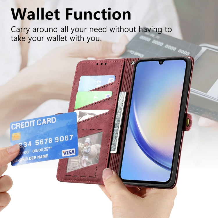 For Samsung Galaxy A50 Geometric Zipper Wallet Side Buckle Leather Phone Case(Red) - free shipping - PMC TechLife - Order now!