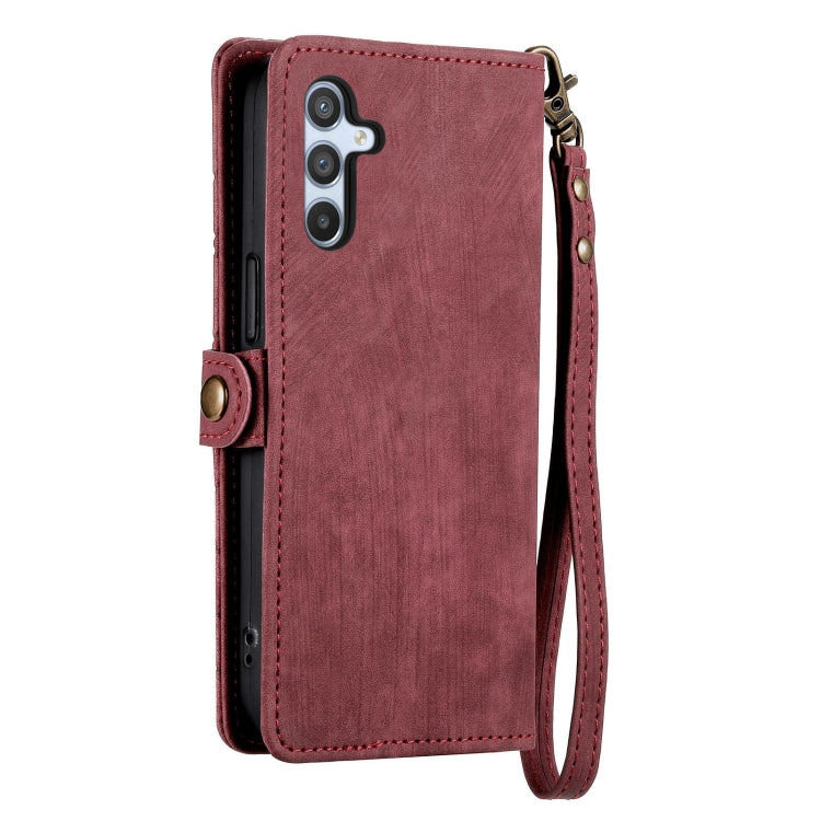 For Samsung Galaxy A70S Geometric Zipper Wallet Side Buckle Leather Phone Case(Red) - free shipping - PMC TechLife - Order now!