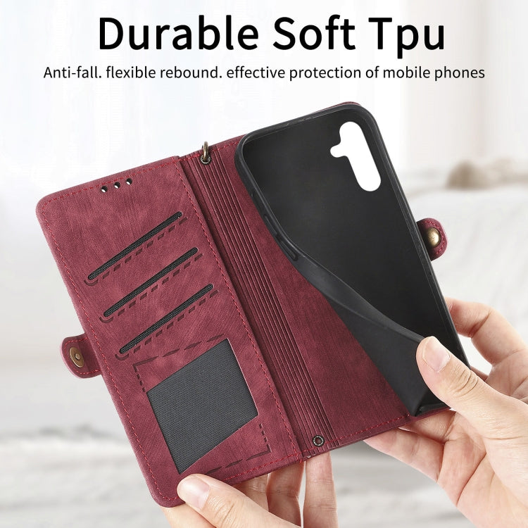 For Samsung Galaxy A31 Geometric Zipper Wallet Side Buckle Leather Phone Case(Red) - free shipping - PMC TechLife - Order now!