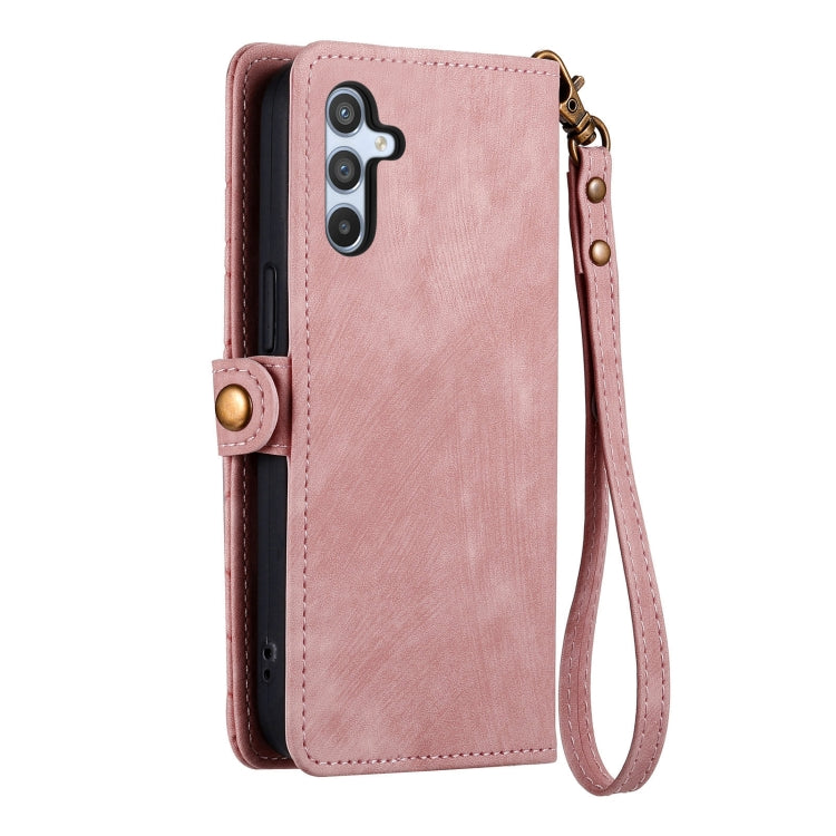 For Samsung Galaxy A41 Geometric Zipper Wallet Side Buckle Leather Phone Case(Pink) - free shipping - PMC TechLife - Order now!