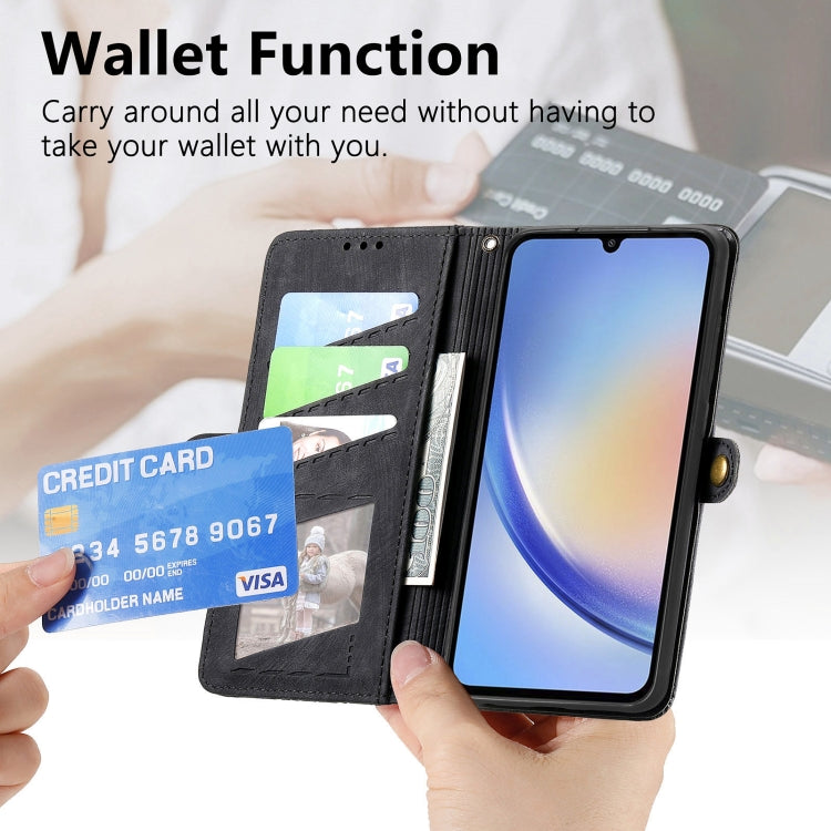 For Samsung Galaxy A41 Geometric Zipper Wallet Side Buckle Leather Phone Case(Black) - free shipping - PMC TechLife - Order now!