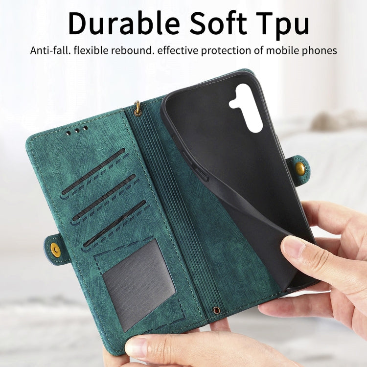 For Samsung Galaxy A71 Geometric Zipper Wallet Side Buckle Leather Phone Case(Green) - free shipping - PMC TechLife - Order now!