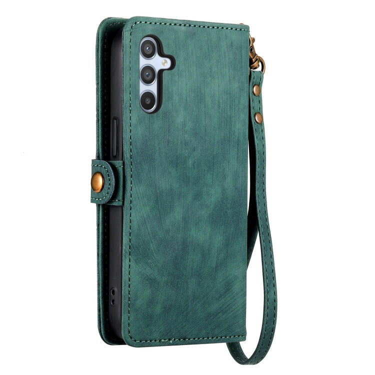 For Samsung Galaxy A14 4G Geometric Zipper Wallet Side Buckle Leather Phone Case(Green) - free shipping - PMC TechLife - Order now!