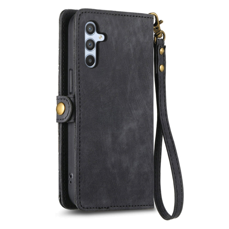 For Samsung Galaxy A24 4G Geometric Zipper Wallet Side Buckle Leather Phone Case(Black) - free shipping - PMC TechLife - Order now!
