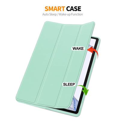 For Samsung Galaxy Tab S9 ENKAY Tri-fold Custer Leather TPU Bottom Smart Case with Pen Slot(Dark Green) - Galaxy Tab S9 Cases by ENKAY | Online Shopping South Africa | PMC Jewellery | Buy Now Pay Later Mobicred