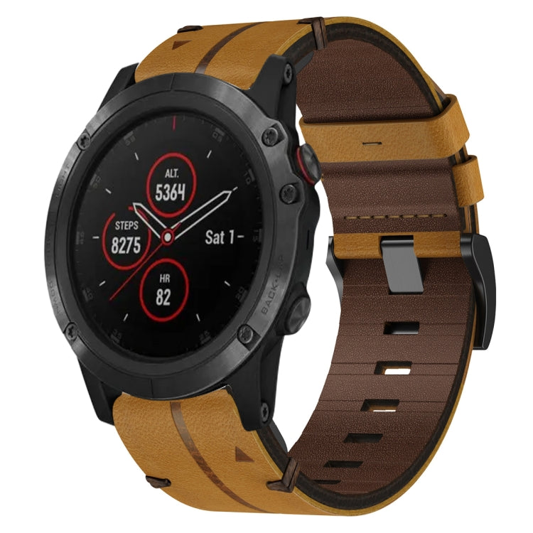 For Garmin Fenix 5X Plus 26mm Leather Textured Watch Band(Brown) - Watch Bands by PMC Jewellery | Online Shopping South Africa | PMC Jewellery