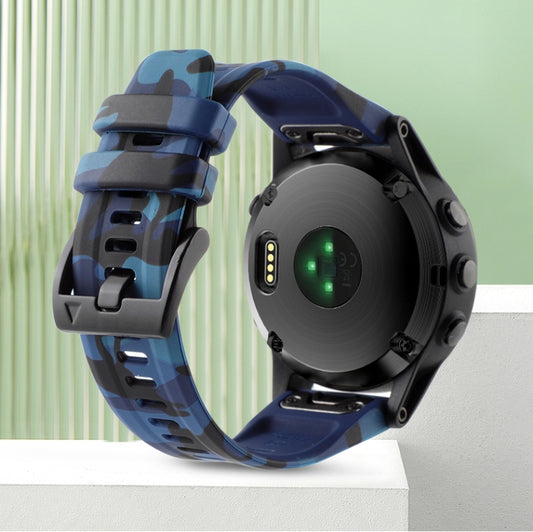 For Garmin Approach S62 22mm Camouflage Silicone Watch Band(Camouflage Blue) - Watch Bands by PMC Jewellery | Online Shopping South Africa | PMC Jewellery