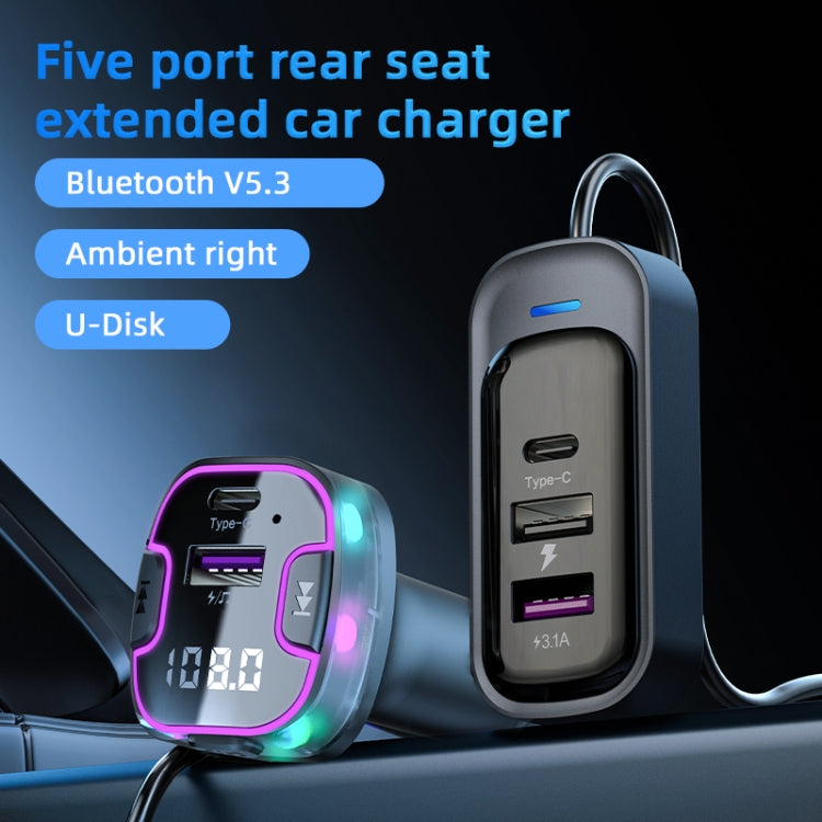 CS6 Portable Rear Seat Extended Car Charger Multi-Port Fast Charger - Car Charger by PMC Jewellery | Online Shopping South Africa | PMC Jewellery | Buy Now Pay Later Mobicred