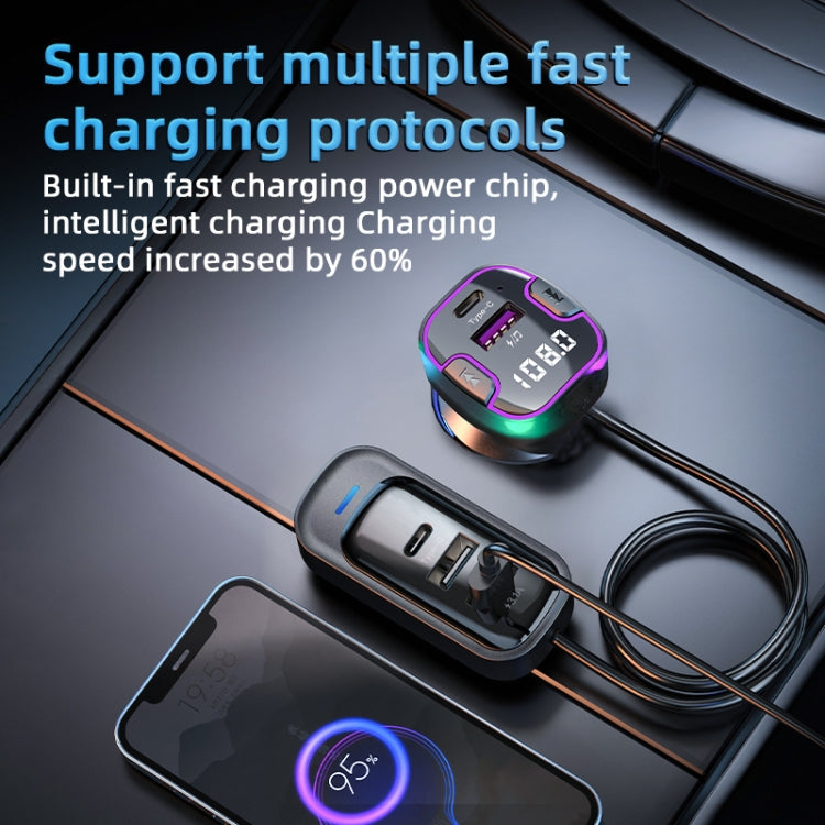 CS6 Portable Rear Seat Extended Car Charger Multi-Port Fast Charger - Car Charger by PMC Jewellery | Online Shopping South Africa | PMC Jewellery | Buy Now Pay Later Mobicred