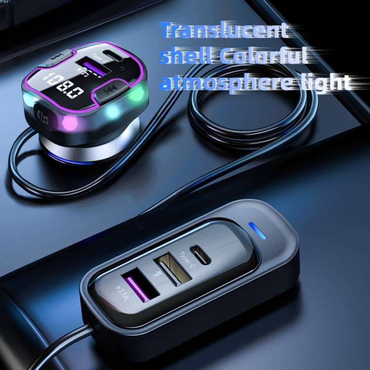 CS6 Portable Rear Seat Extended Car Charger Multi-Port Fast Charger - Car Charger by PMC TechLife | Online Shopping South Africa | PMC TechLife | Buy Now Pay Later Mobicred