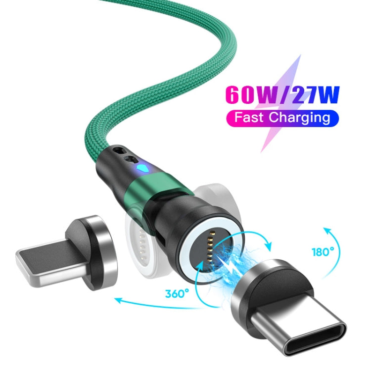 ENKAY PD60W Type-C to Type-C / 8 Pin Magnetic 540 Degrees Rotating Fast Charging Cable, Length:2m(Green) - Charging Cable & Head by ENKAY | Online Shopping South Africa | PMC Jewellery | Buy Now Pay Later Mobicred