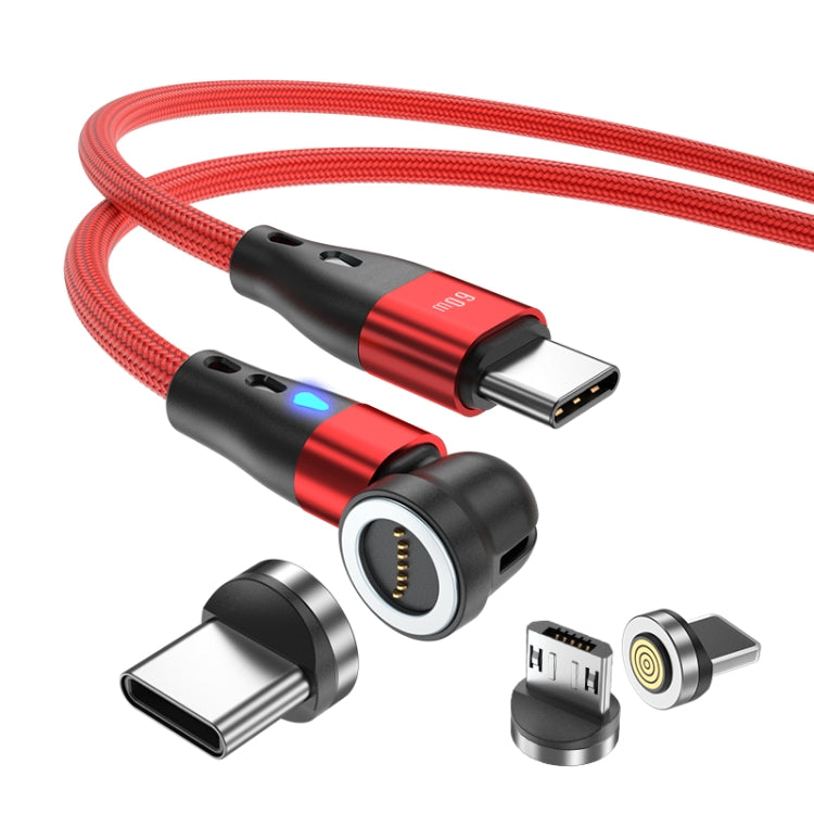 ENKAY PD60W Type-C to Type-C / 8 Pin / Micro USB Magnetic 540 Degrees Rotating Fast Charging Cable, Length:2m(Red) - Charging Cable & Head by ENKAY | Online Shopping South Africa | PMC Jewellery | Buy Now Pay Later Mobicred