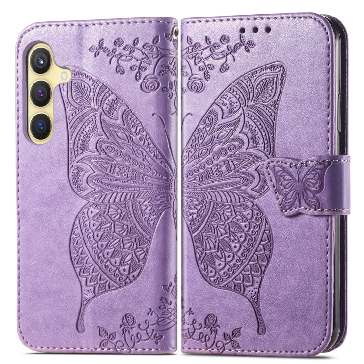 For Samsung Galaxy S25+ 5G Butterfly Love Flower Embossed Leather Phone Case(Light Purple) - Galaxy S25+ 5G Cases by PMC Jewellery | Online Shopping South Africa | PMC Jewellery | Buy Now Pay Later Mobicred