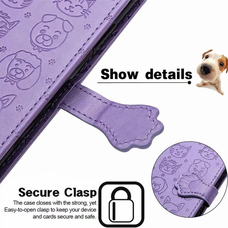 For Samsung Galaxy S25 5G Cat and Dog Embossed Leather Phone Case(Green) - Galaxy S25 5G Cases by PMC Jewellery | Online Shopping South Africa | PMC Jewellery | Buy Now Pay Later Mobicred