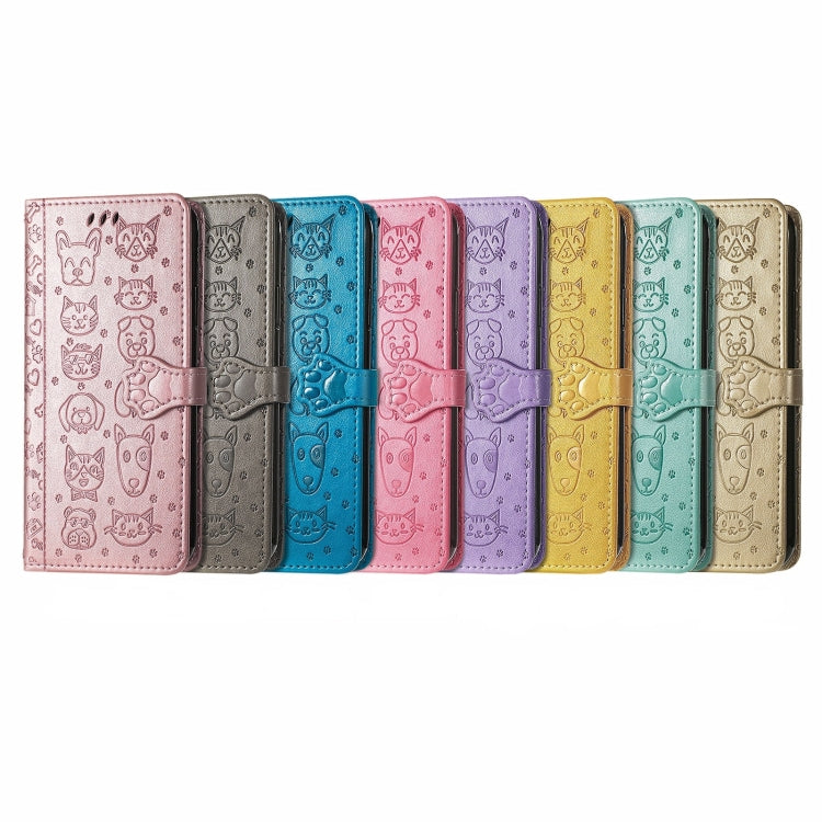 For Samsung Galaxy S25 5G Cat and Dog Embossed Leather Phone Case(Blue) - Galaxy S25 5G Cases by PMC Jewellery | Online Shopping South Africa | PMC Jewellery | Buy Now Pay Later Mobicred