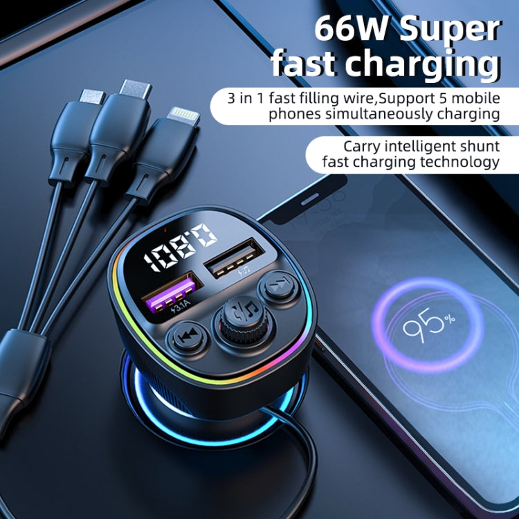 CS1 MP3 Player Bluetooth FM Transmitter 66W 3-In-1 Car Fast Charger - Car Charger by PMC Jewellery | Online Shopping South Africa | PMC Jewellery | Buy Now Pay Later Mobicred