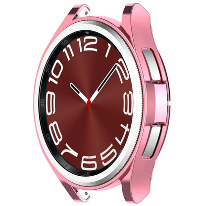 For Samsung Galaxy Watch6 Classic 47mm Electroplated TPU Half Pack Hollow Watch Protective Case(Pink) - Watch Cases by PMC Jewellery | Online Shopping South Africa | PMC Jewellery