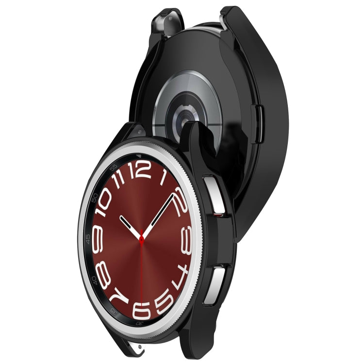 For Samsung Galaxy Watch6 Classic 43mm Electroplated TPU Half Pack Hollow Watch Protective Case(Black) - Watch Cases by PMC TechLife | Online Shopping South Africa | PMC TechLife