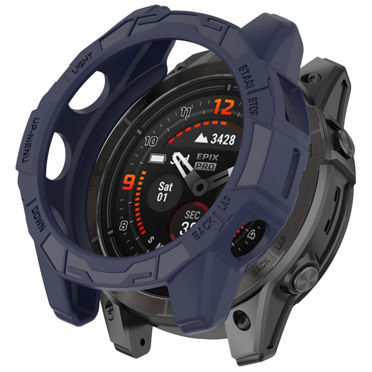 For Garmin Epix Pro 42mm / Fenix 7S / 7S Pro Armored TPU Half Wrapped Watch Protective Case(Blue) - Watch Cases by PMC TechLife | Online Shopping South Africa | PMC TechLife