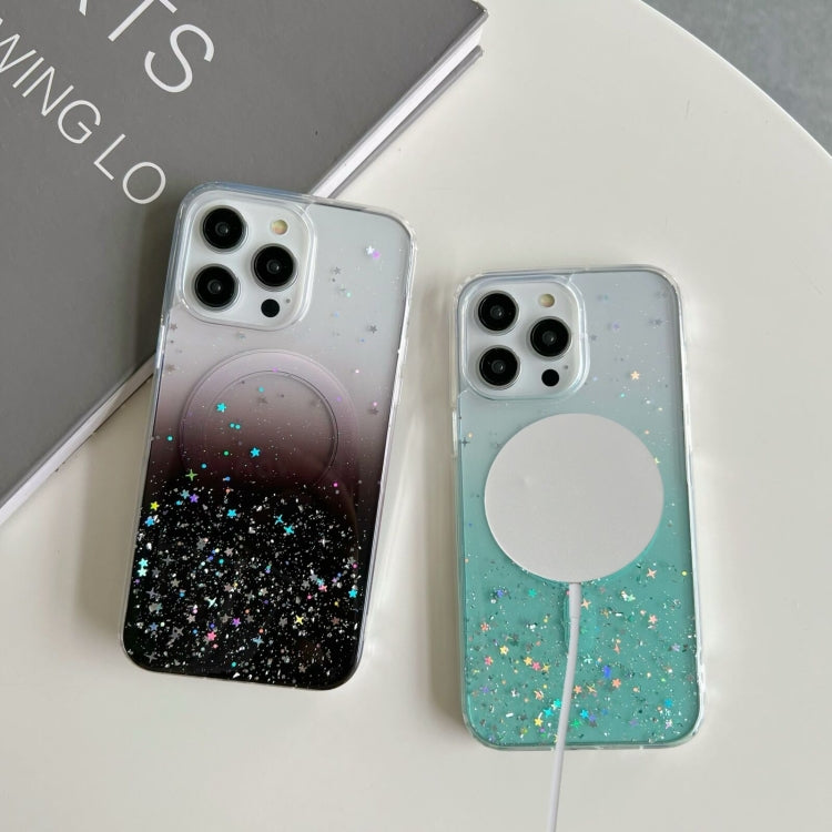 For iPhone 12 MagSafe Glitter Hybrid Clear TPU Phone Case(Green) - iPhone 12 / 12 Pro Cases by PMC Jewellery | Online Shopping South Africa | PMC Jewellery