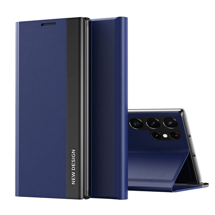 For Samsung Galaxy S24 Ultra 5G Side Electroplated Adsorption Leather Phone Case(Sapphire Blue) - Galaxy S24 Ultra 5G Cases by PMC TechLife | Online Shopping South Africa | PMC TechLife | Buy Now Pay Later Mobicred