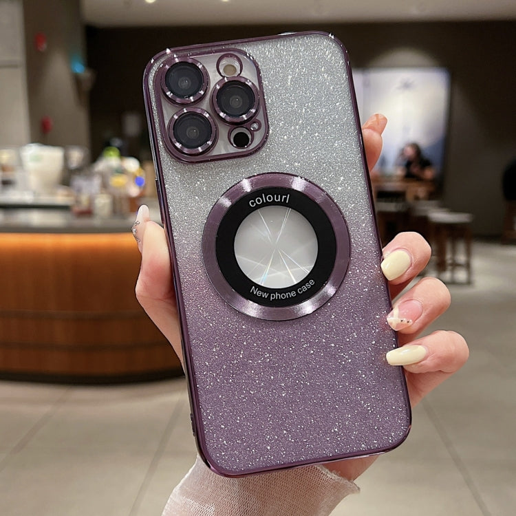For iPhone 15 Pro Max MagSafe Gradient Glitter Electroplating TPU Phone Case(Purple) - iPhone 15 Pro Max Cases by PMC TechLife | Online Shopping South Africa | PMC TechLife