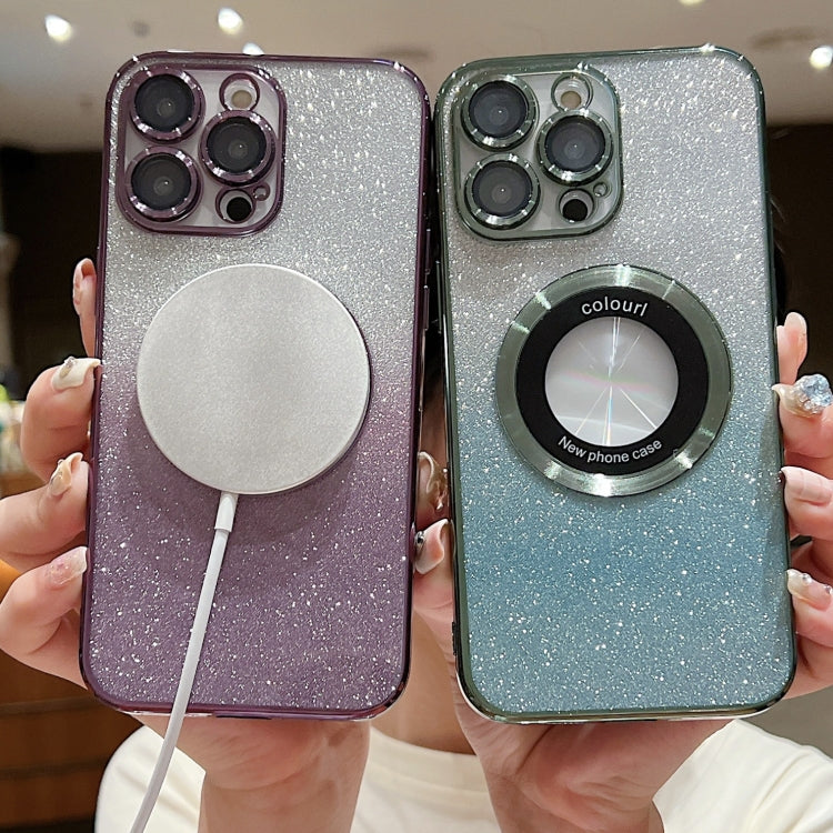 For iPhone 11 Pro Max MagSafe Gradient Glitter Electroplating TPU Phone Case(Silvery) - iPhone 11 Pro Max Cases by PMC TechLife | Online Shopping South Africa | PMC TechLife
