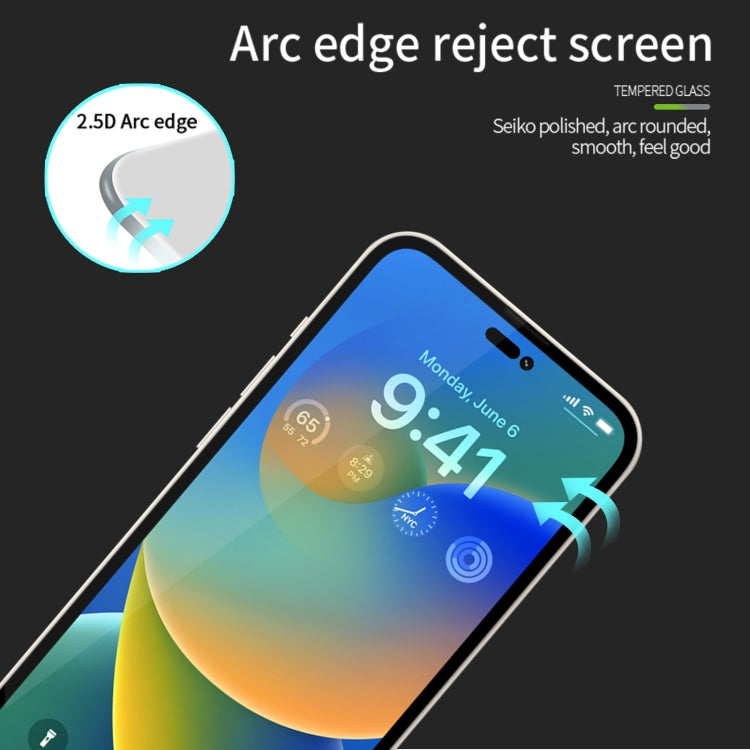 For iPhone 15 MOFI 9H 2.5D Full Screen Tempered Glass Film(Black) - free shipping - PMC TechLife - Order now!