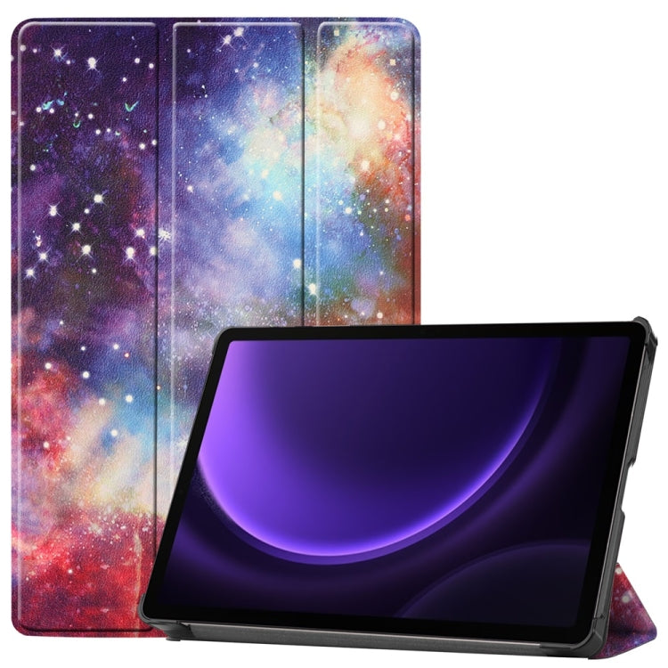 For Samsung Galaxy Tab S9 FE 10.9 JUNSUNMAY Custer Painted 3-Fold Stand Leather Smart Tablet Case(Galaxy) - Galaxy Tab S9 FE by JUNSUNMAY | Online Shopping South Africa | PMC Jewellery | Buy Now Pay Later Mobicred