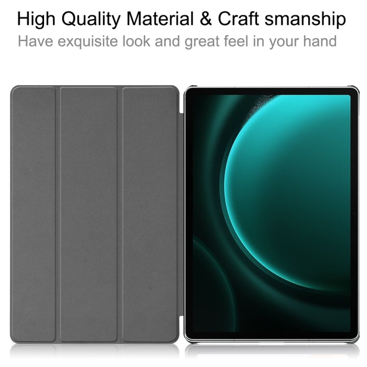 For Samsung Galaxy Tab S9 FE+ 12.4 JUNSUNMAY Custer Solid Color 3-Fold Stand Leather Smart Tablet Case(Black) - Galaxy Tab S9 FE+ by JUNSUNMAY | Online Shopping South Africa | PMC TechLife | Buy Now Pay Later Mobicred